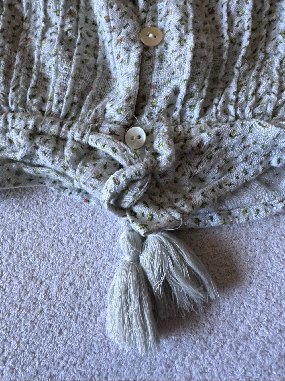 Lucky Brand Sage Green Floral Lace-Trim Button Front Blouse - Picture 7 of 13